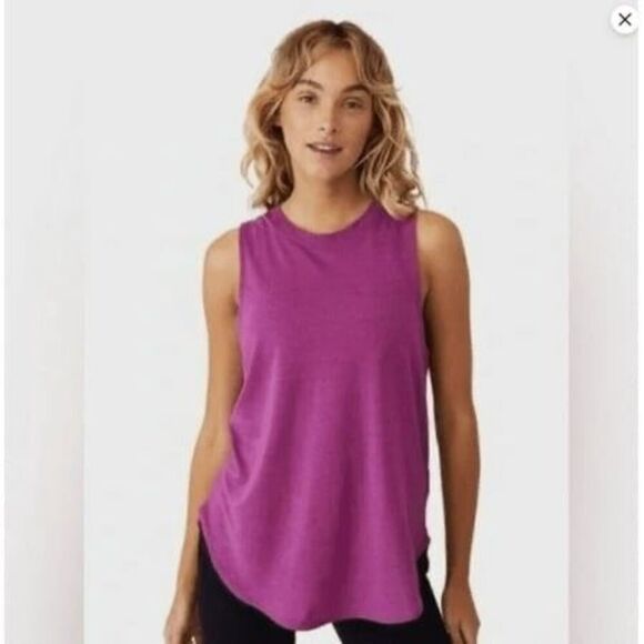 Cotton on Womens Trendy Active Curve Hem Tank Top Deep Orchid Large - Picture 1 of 3